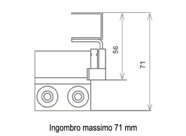 Telaio a Sporgere in Alluminio Verniciato a Leva Centrale per Doghe 14 mm - Ingombro 71