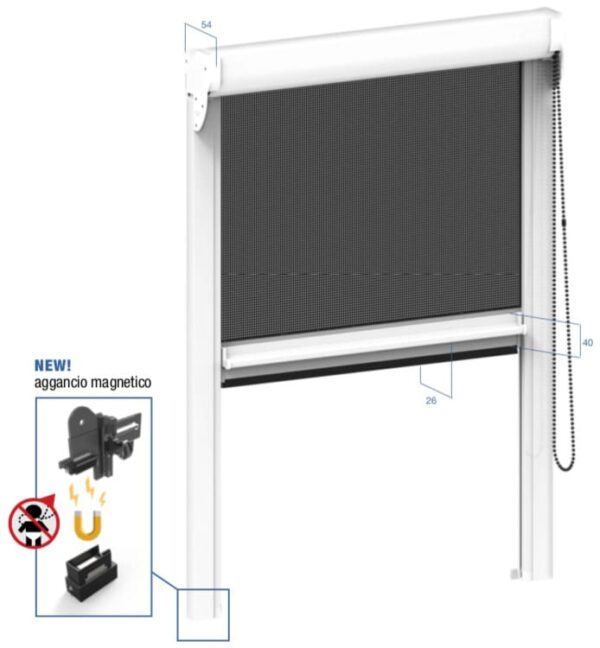 Zanzariera Verticale con Bottoni M50