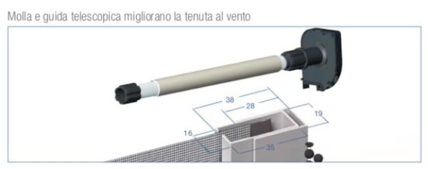 Zanzariera verticale con bottoni M50 Molla e Guida Telescopica